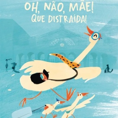 Capa de livro com ilustração de três patos e texto em português.