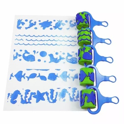 Conjunto de 5 carimbos de espuma com padrões de animais marinhos