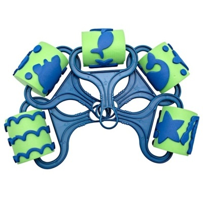 Conjunto de carimbos de espuma com suportes azuis