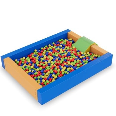 Piscina de bolas infantil colorida com rampa verde