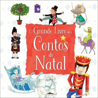 Capa de livro infantil com título e várias ilustrações coloridas de personagens natalinos