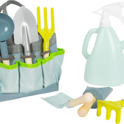 Conjunto de ferramentas de jardinagem para crianças com saco organizador e regador