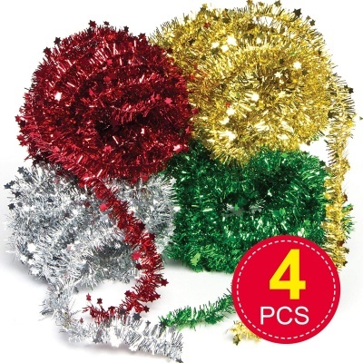 Fitas decorativas de Natal em vermelho, dourado, verde e prata