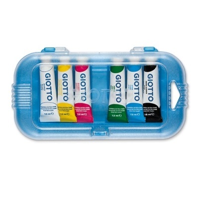conjunto de tubos de tinta GIOTTO em estojo azul transparente