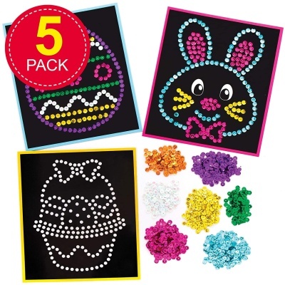 Kit manualidades com 3 quadros e lantejoulas coloridas com selo 5 PACK