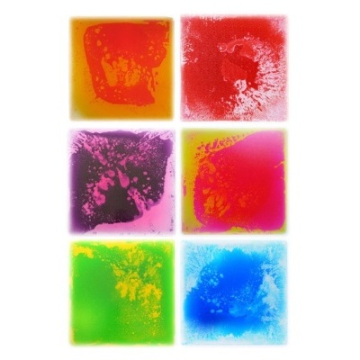 Seis blocos de gel translúcidos coloridos