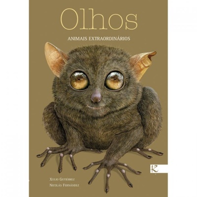 Capa de livro com animal e texto 'Olhos ANIMAIS EXTRAORDINÁRIOS'
