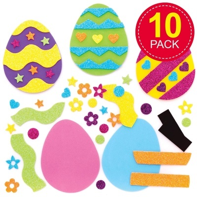 Ovos decorativos de espuma colorida para Páscoa com adesivos e etiqueta 10 PACK