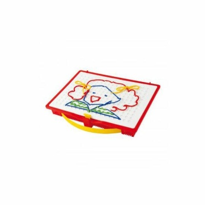 Quadro para desenho com rosto sorridente colorido e base vermelha