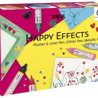 Caixa colorida KREUL HAPPY EFFECTS com 6 canetas artísticas para decoração