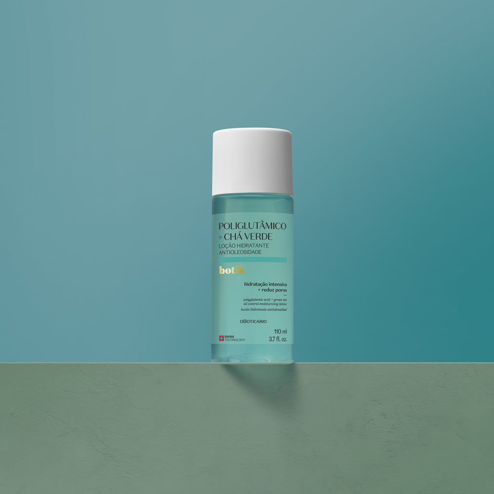 Frasco de loção hidratante facial Poliglutâmico Chá Verde