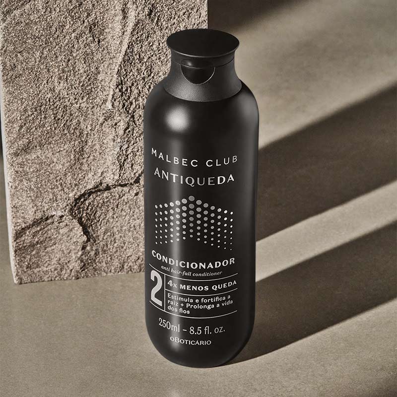 Frasco preto de condicionador Malbec Club Antiqueda