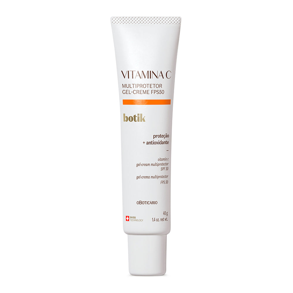 Botik Vitamina C Multiprotetor Gel Creme FPS50 40g Frasco branco de creme Vitamina C Multiprotetor Gel-Creme FPS50