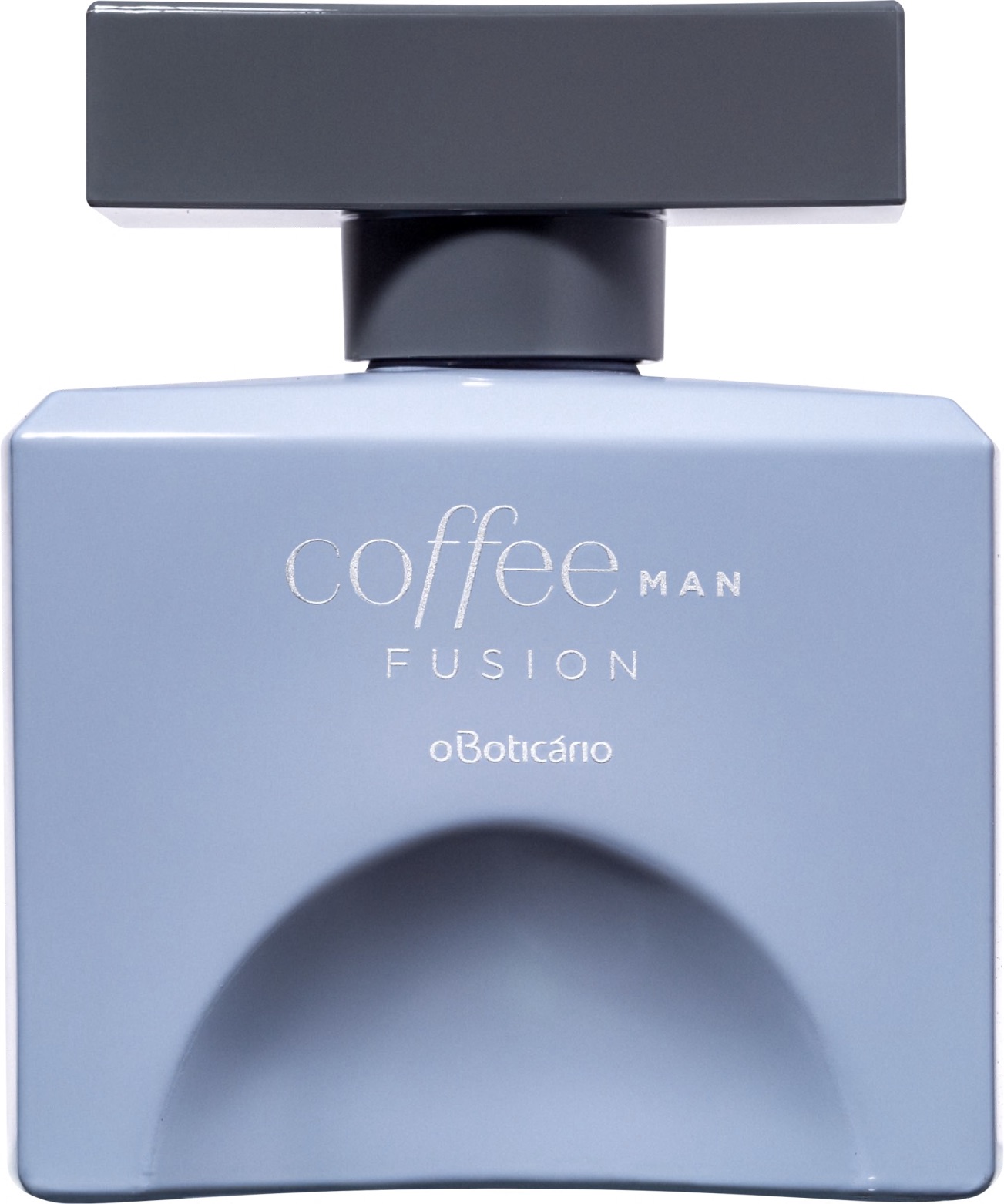 Coffee Man Fusion Eau de Toilette 100ml Frasco de perfume azul fosco com texto 'coffee MAN FUSION oBoticário'
