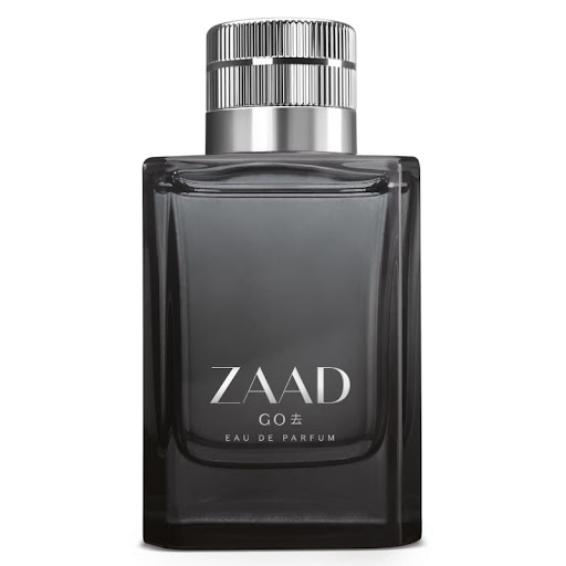 Zaad Go Eau de Parfum 95ml Frasco de perfume Zaad Go em vidro cinza fumado com tampa metálica prateada