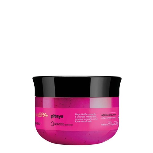 Nativa SPA Açúcar Esfoliante Pitaya 200g Frasco rosa esfoliante corporal com tampa preta e texto