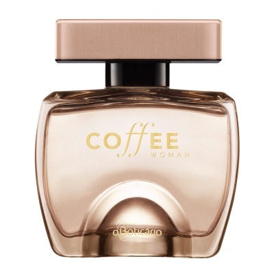 Frasco de perfume Coffee Woman de oBoticário com tampa rosa e vidro castanho claro