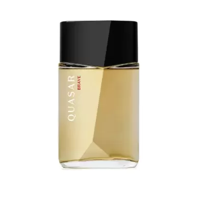 Frasco de perfume Quasar Brave com tampa preta