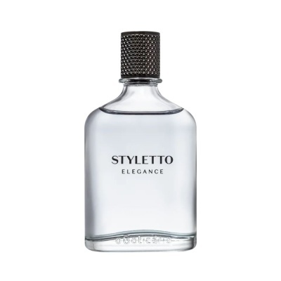 Frasco de perfume Styletto Elegance transparente com tampa preta