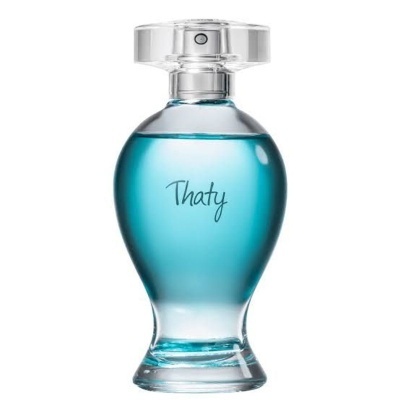 Frasco de perfume azul 'Thaty' com tampa transparente