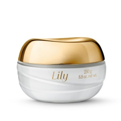 Frasco branco e dourado de creme 'Lily' com tampa dourada