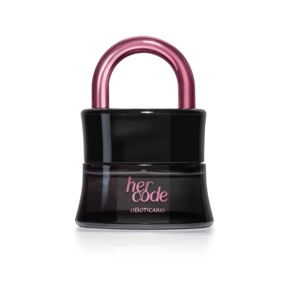 Frasco de perfume em forma de cadeado preto com detalhe rosa