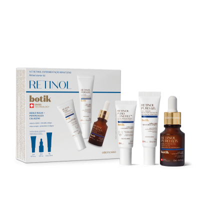 Kit de cosméticos Botik de Retinol com três frascos e embalagem