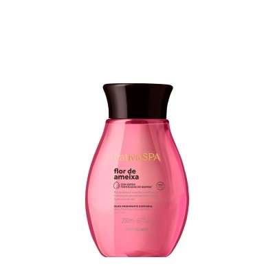 Frasco rosa translúcido de óleo corporal Nativa SPA