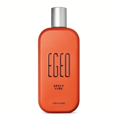 Frasco laranja de perfume Egeo Spicy Vibe do oBoticário com tampa prateada