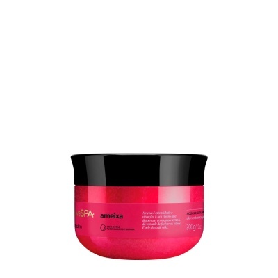 Pote rosa de creme corpo com tampa preta e texto em português