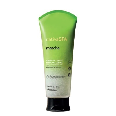 Tubo de sabonete líquido esfoliante detox nativa SPA matcha 200ml O Boticário