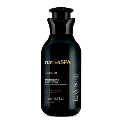 frasco preto de loção corporal hidratante nativaSPA caviar com 400ml