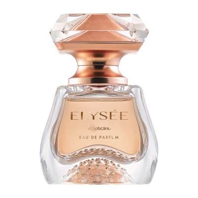 frasco de perfume ELYSEE Botanic em vidro com tampa facetada cobre