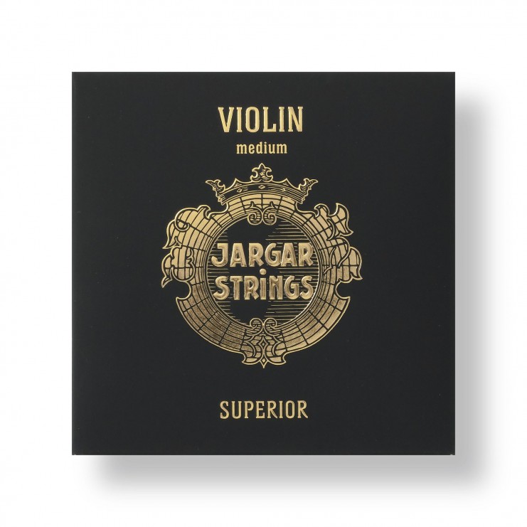 Jargar Superior - Violino Embalagem preta de cordas para violino com texto dourado e design decorativo