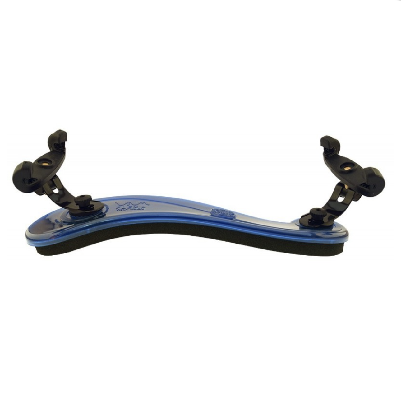 Viva La Musica FLEX Espaleira azul translúcida para violino com suportes pretos ajustáveis