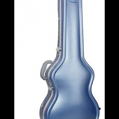 Estojo rígido azul para guitarra acústica com fechos metálicos