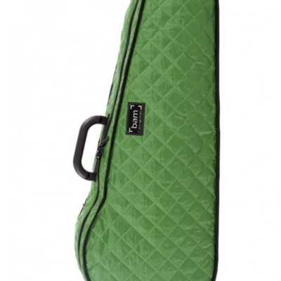 Estojo acolchoado verde para instrumento musical com etiqueta bam.