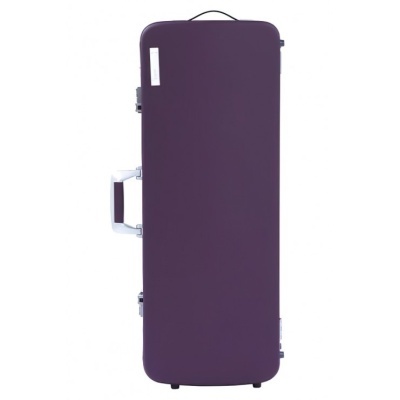 Estojo rígido roxo escuro para instrumento musical com alça branca