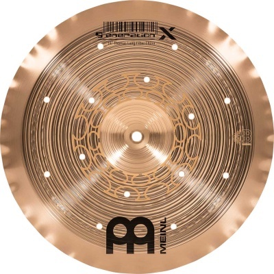 Prato de bateria Meinl Generation X bronze com padrões circulares e buracos