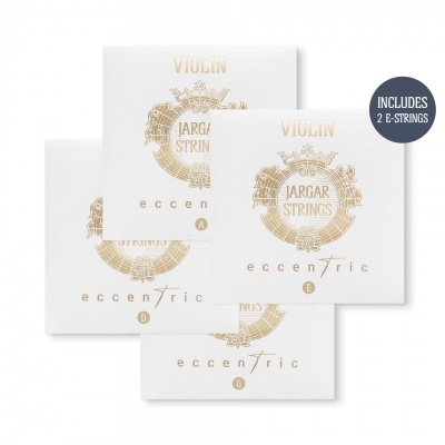 Cordas para violino Jargar Strings com embalagem branca e detalhes dourados, inclui 2 cordas E