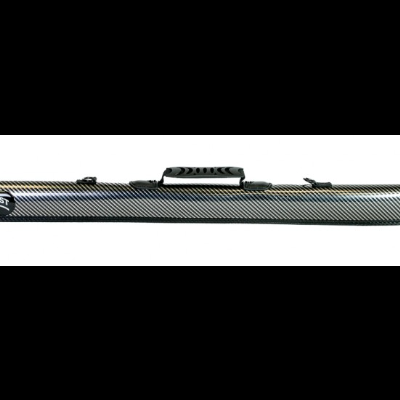 Estojo rígido para bastão de bilhar preto com padrão fibra de carbono e etiqueta ARTIST