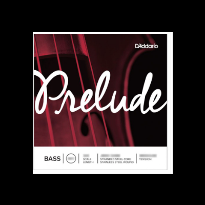 Embalagem de cordas para baixo D'Addario Prelude com texto e imagem de instrumento musical