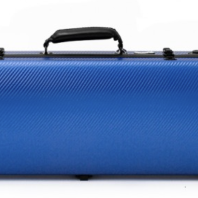 Estojo rígido azul metalizado para violino com alça preta