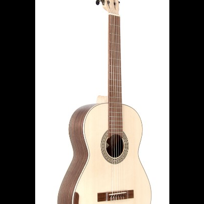 Guitarra clássica com tampo claro e corpo escuro
