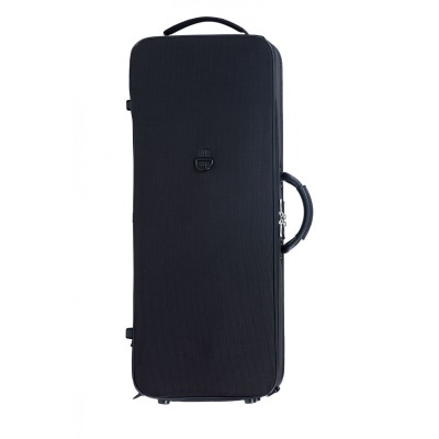 Mala rígida preta para instrumento musical com alças e zíper