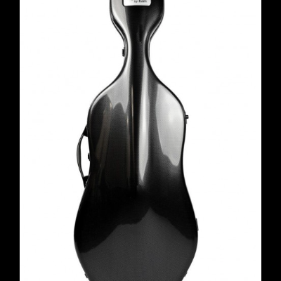Estojo duro preto para violoncelo de fibra de carbono com etiqueta 'hightech by bam'