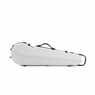 Estojo rígido branco para instrumento musical com alça preta