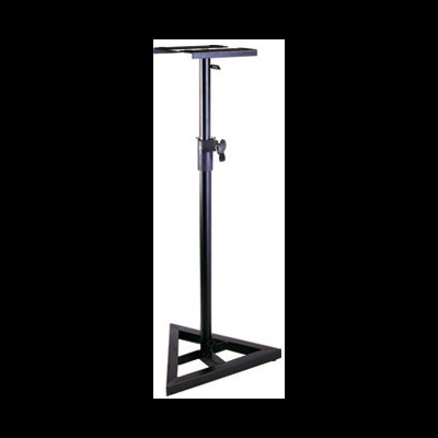 Suporte metálico preto ajustável com base triangular