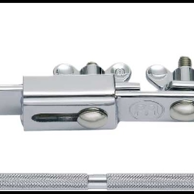 Braçadeira metálica prateada com parafusos, porcas e haste texturizada