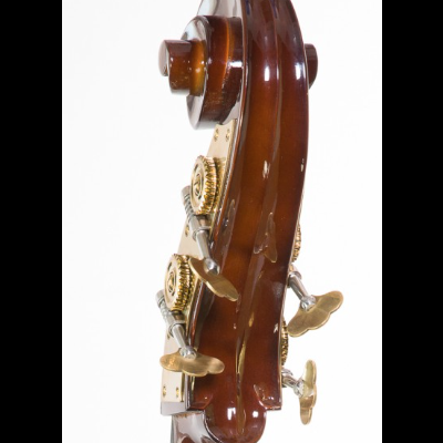 Espelho de violoncelo castanho com tarraxas douradas